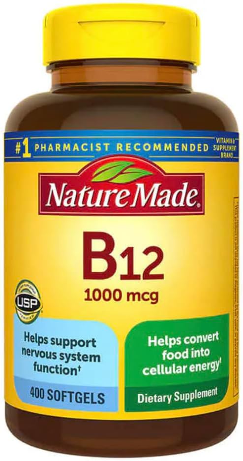 Nature Made Vitamin B12 1000 mcg., 400 Softgels (Мягкие капсулы), Vitamin B for Women & B Vitamins for Men, 400 Softgels, 400 Day Supply, Nalkot