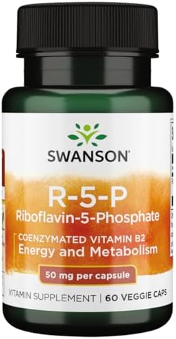 Swanson R-5-P (Riboflavin-5-Phosphate) - Vitamin B2 Supplement Promoting Energy, Metabolism & Vision Health - Natural Wellness Formula - (60 Capsules (Капсулы)) Swanson