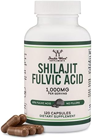 Shilajit Pure Himalayan Capsules (Капсулы) (20% Fulvic Acid Supplement) 1,000mg of Authentic Shilajit Extract per Serving (Порция), 120 Count (High in Trace Minerals, No Fillers) by Double Wood Double Wood Supplements