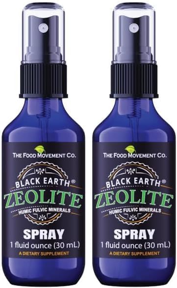 Black Earth Zeolite with Humic Fulvic Acids, Trace Minerals, for Adults and Kids Supports Gut Health, Immune Support, Digestion and Elimination and More 1oz Liquid (Жидкость) Pump Spray (Спрей) Supplement THE FOOD MOVEMENT CO.