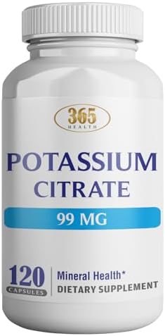 Health Potassium (Citrate) - Essential Electrolyte Supplement to Support Nerve & Muscle Function Heart Health & Energy* - Potassium Citrate Capsule - 120 Capsules HEALTH LFE