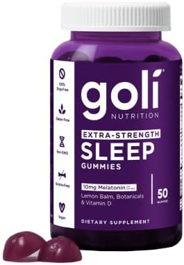 Goli Nutritional Supplement, Extra Strength Sleep Gummy 10mg Melatonin - 1 Pack 50 Count - Gluten-Free, Vegan, Non-GMO, and Gelatin-Free Goli