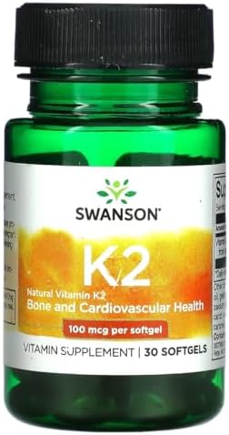 Витамин K2 (Менахинон-7) 100 мкг - Поддержка сердечно-сосудистой и костной систем, 30 капсул Swanson