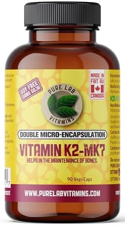 Pure Lab Vitamins | Vitamin K2 MK7 | 90 Vegi Capsules (Капсулы) | K2 Vitamin Supplement | Bone Health, Heart Health, Teeth Health and Immune System Support | MK7 K2 Vitamin Supplement | Bone Support Supplements Pure Lab Vitamins