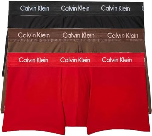 Calvin Klein Men's Cotton Stretch Low-Rise Trunks Multipack (X-Large, Red, Black, Brown) Calvin Klein