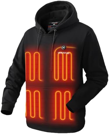  Худи Venustas Pullover Heated с аккумулятором 7.4V с 5 зонами обогрева, обогревающее худи для мужчин и женщин Venustas