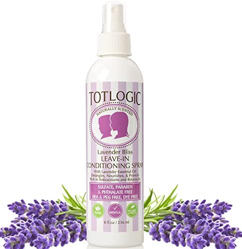 TotLogic For Kids And Toddler Detangler Hair Spray and Leave In Conditioner - Naturally Scented with Essential Oils - Lavender, 8 oz TotLogic