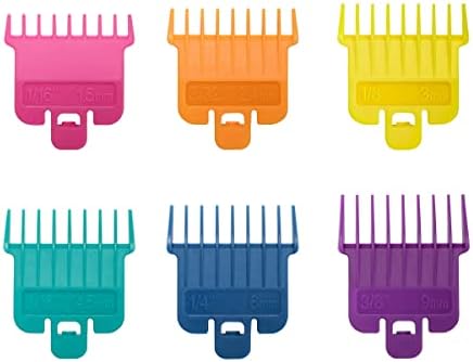 6Pcs Hair Clipper Guards Fits for Babyliss Pro FX787, FX726 and Andis T Outliner G, GO, GTO, ORL, LS2, LS3, PLS, PMT-1, RT-1, SLII, Color Coded Trimmer Guards Replacement - 1/16" to 3/8" LAVMOND