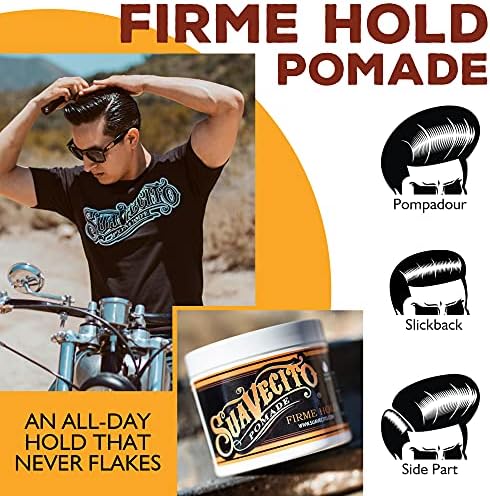 Suavecito Pomade Firme (Strong) Hold - Strong Hold Hair Pomade For Men - Medium Shine Water Based Flake Free Hair Gel - Easy To Wash Out - All Day Hold For All Hair Styles Suavecito