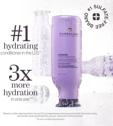 Pureology Hydrate Moisturizing Conditioner | Softens and Deeply Hydrates Dry Hair | For Medium to Thick Color Treated Hair | Sulfate-Free | Vegan Pureology