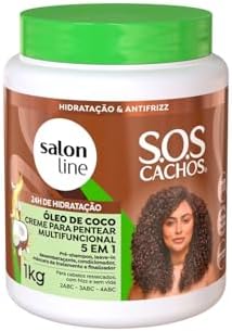 Salon Line - Linha SOS Cachos (Oleo de Coco) - Creme para Pentear Tratamento Profundo 1 Kg - (SOS Curls (Coconut Oil) - Deep Treatment Combing Cream Net 35.27 Oz) Salon Line