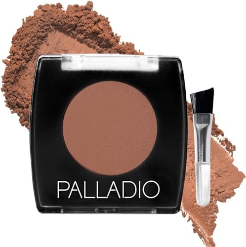 Palladio Brow Powder for Eyebrows, Soft and Natural Eyebrow Powder with Jojoba Oil & Shea Butter, Helps Enhance & Define Brows, Compact Size for Purse or Travel, Includes Applicator Brush, Auburn Palladio