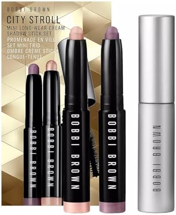 Bobbi Brown City Stroll Mini Long-Wear Cream Shadow Stick Set: Golden Pink and Mauve with Smokey Eye Mascara Bobbi Brown