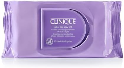 Clinique Take The Day Off Micellar Cleansing Makeup Remover Wipes For Face and Eyes | Safe For Sensitive Skin Clinique