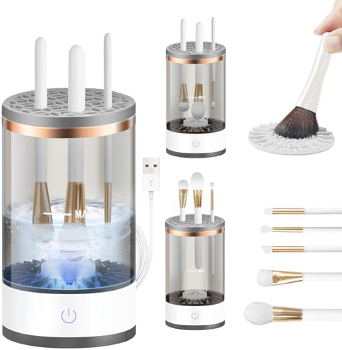 Efficient Electric Makeup Brush Cleaner Machine, Automatic Makeup Brush Cleaner for 3-4 Brushes at a Time, 7000 RPM Ensures Thorough Cleaning, Includes Silicone Pad for Irregularly Sized Brushes Softsoap