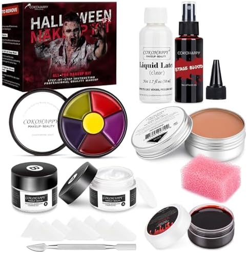 COKOHAPPY Halloween SFX Makeup Kit - 3 Ways Create Special Effect Stage THEATRICAL MAKEUP KIT for professional Body & Face Paint COKOHAPPY