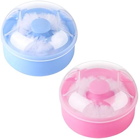 2Pcs Baby Body Cosmetic Powder Puff Body Powder Puff and Container Case (Pink and Blue) (2pcs) Arroyner