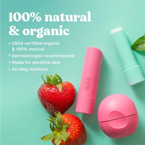 eos Natural Shea Lip Balm- Birthday Cake, All-Day Moisture Lip Care Products, 0.14 oz Eos