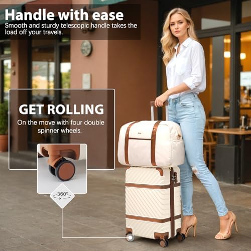 Coolife Luggage Set Suitcase Carry On Luggage PC Hardshell Luggage TSA Lock Spinner Wheels Telescopic Handle Coolife