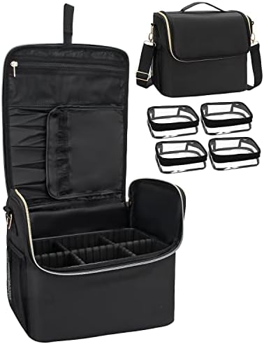 Чемодан TANTO Makeup Case Extra Large с 4 маленькими сумками и регулируемыми перегородками (Чёрный, Очень большой) TANTO