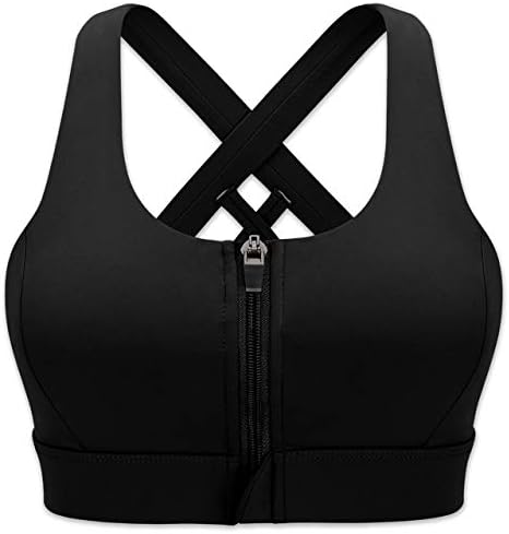 Женский Спортивный бюстгальтер Cordaw Cordaw Zipper in Front High Impact Strappy Back Support Workout Top Cordaw