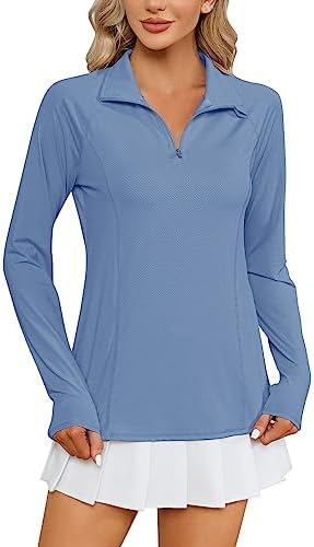 Avoogue Women's UV Protection Shirts Quarter Zip Pullover Quick Dry Rash Guard SPF 50+ Shirts Avoogue