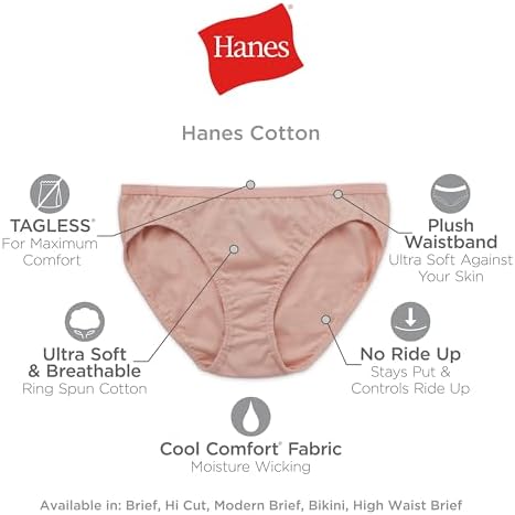 Женские Трусы Hanes Value Pack из Хлопка, 10 штук, ассорти (цвета могут различаться) Hanes