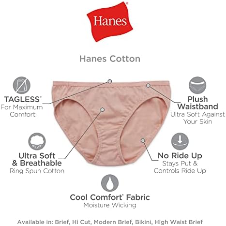 Hanes Women's Panties Pack, High-cut Cotton Briefs, Hi-cut Cotton Underwear, 6-pack (Colors May Vary) Hanes