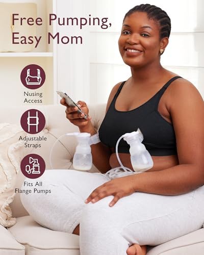 Momcozy Hands Free Pumping Bra, Adjustable Breast-Pumps Holding and Nursing Bra, Pumping & Nursing Bra in One Momcozy