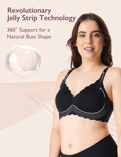 Momcozy Nursing Bras for Breastfeeding, Seamless Pregnancy Maternity Bra Wireless Classic Jelly Strip Support Nursing Bra Momcozy