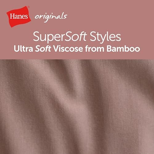 Hanes Women's Originals Ultra Supersoft Bikini Underwear, 5-Pack, Viscose From Bamboo Bikini Hanes