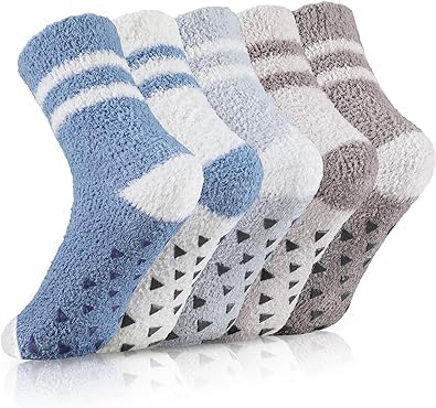 Женские Носки Trifabricy Fuzzy Socks - 5 Пар Слипперов, Уютные Красочные Носки, Зимние Мягкие Теплые Носки, Нескользящие Trifabricy