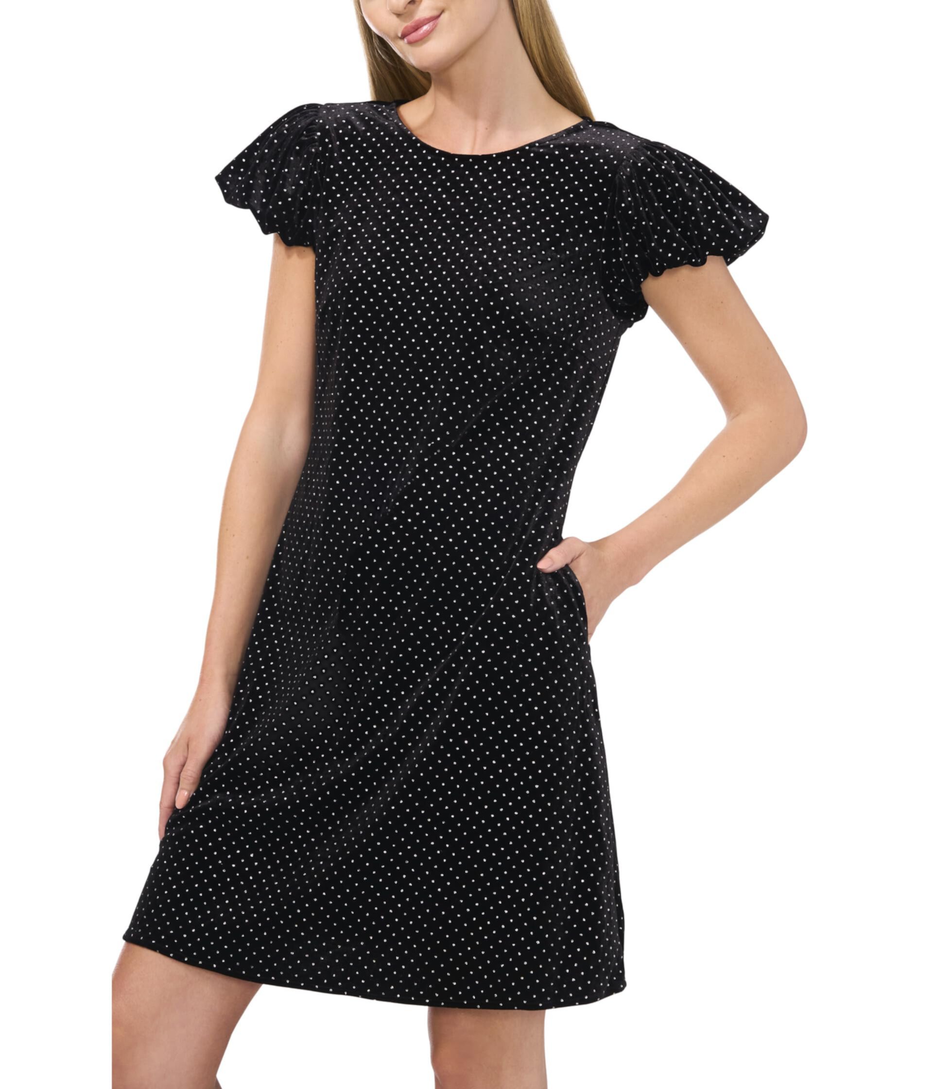 Velvet Bubble Sleeve Dress CeCe