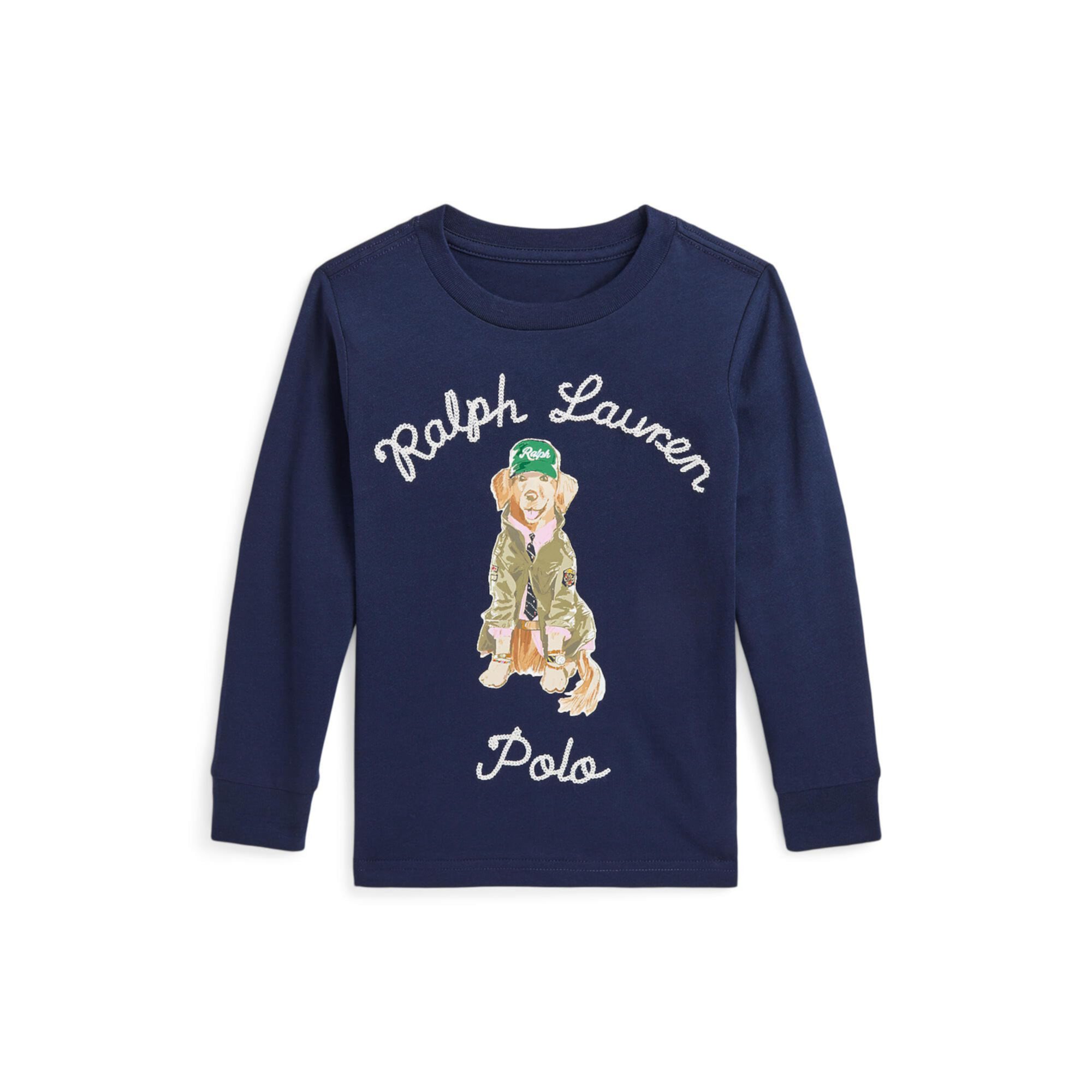 Детская Футболка Polo Ralph Lauren Dog-Print Cotton Long Sleeve Polo Ralph Lauren