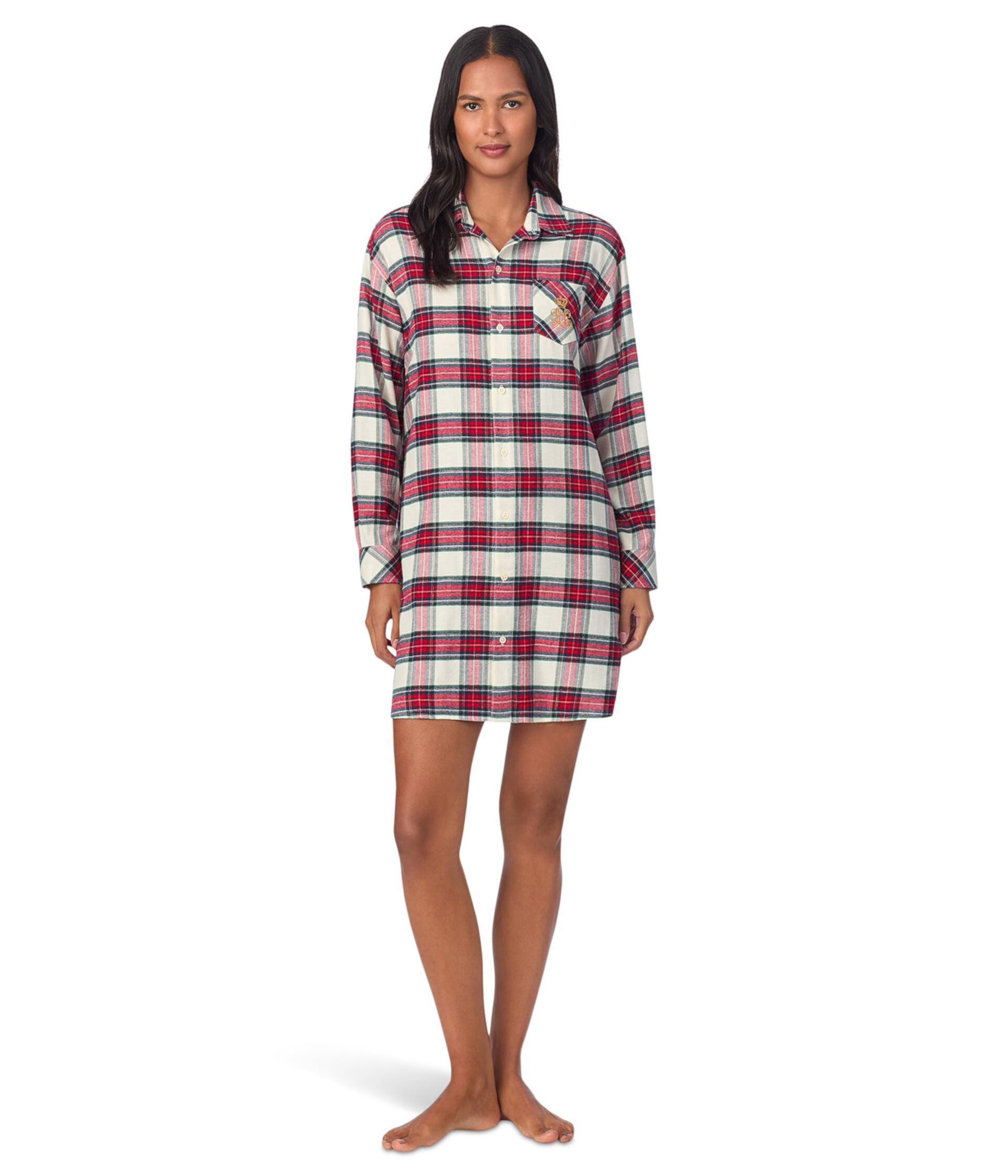 Женская Ночная сорочка LAUREN Ralph Lauren Long Sleeve His Shirt Sleepshirt LAUREN Ralph Lauren