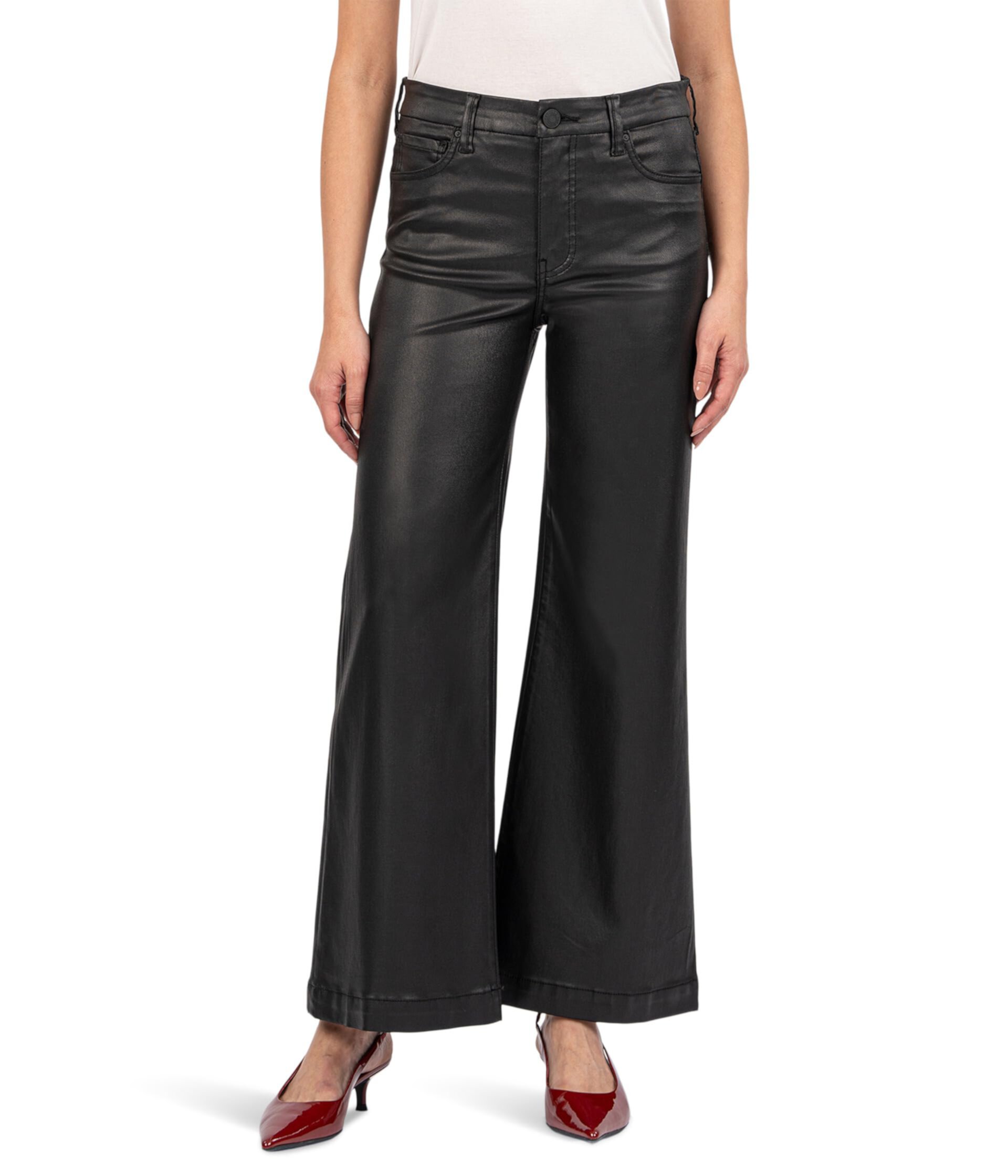 Женские Брюки KUT from the Kloth Meg High-Rise Fab Ab Wide Leg Wide Hem в Черном KUT from the Kloth