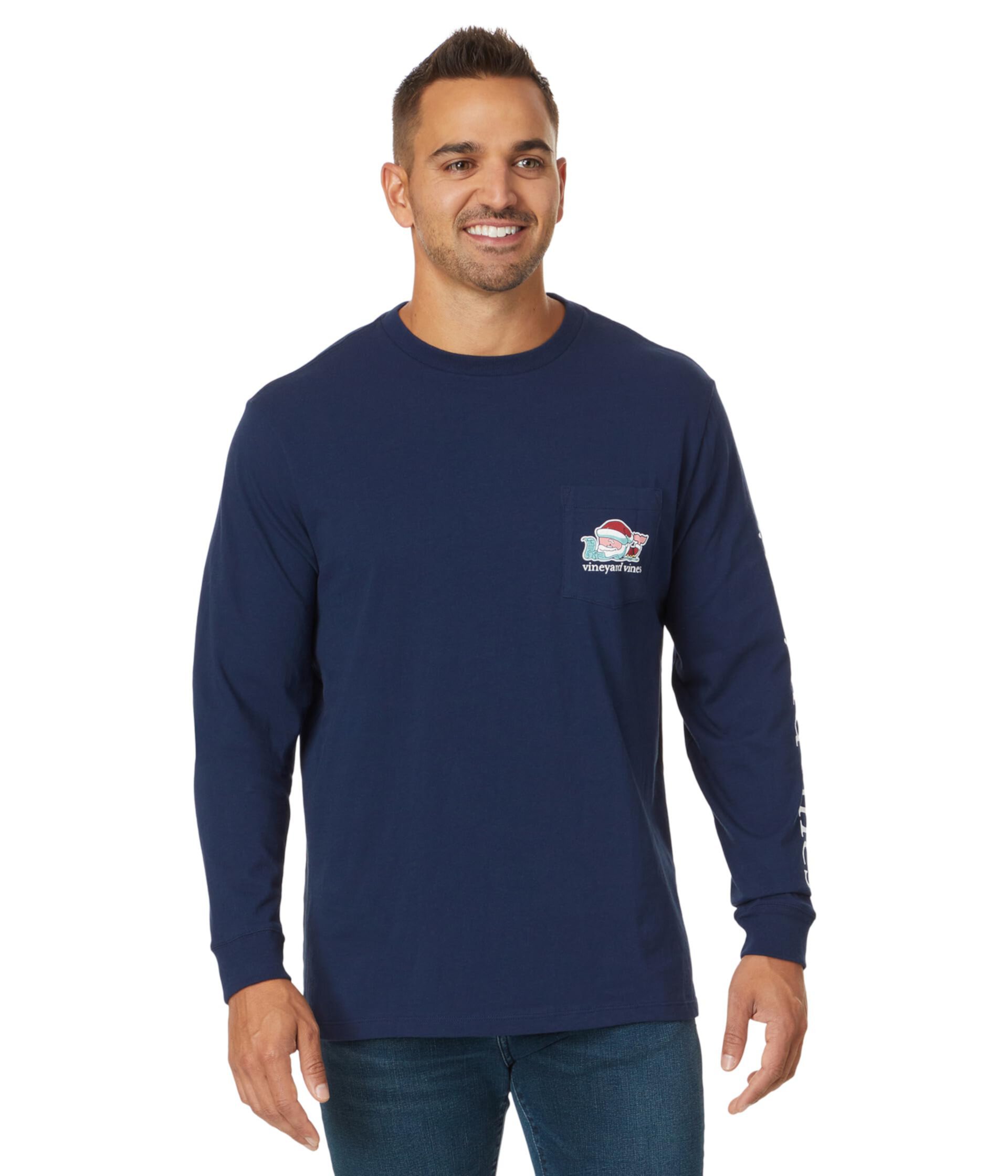 Мужская Футболка Vineyard Vines Santa's List Whale LS Vineyard Vines