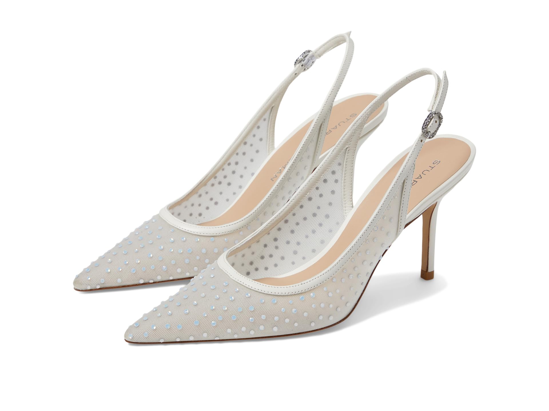 Женские Босоножки на каблуке Stuart Weitzman Emilia Mesh 85 Slingback Stuart Weitzman