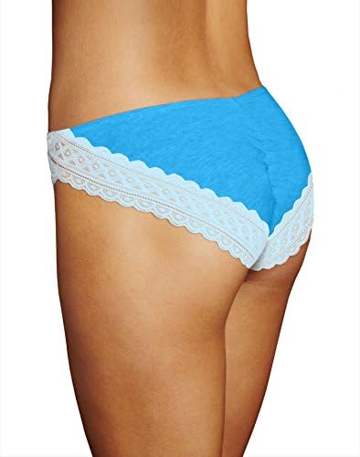 Женские Трусы MAIDENFORM One Fab Fit Cotton and Lace Stretch Tanga Blue Jay с Lucent Blue 6 MAIDENFORM