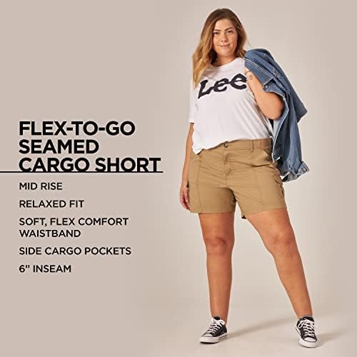 Lee Women's Plus Size Flex-to-go Mid-Rise Seamed Cargo Short Lee