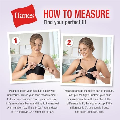 Hanes Women's Perfect Coverage Wireless Seamless T-Shirt Bra, ComfortFlex Fit, Smart Sizes Hanes