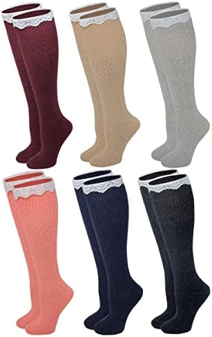 Boot Socks Women (6 Pairs pack) Knee High Cable Knit Winter Wool Socks SUMONA