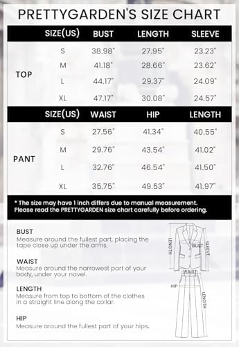 PRETTYGARDEN Women's 2024 Fall Two Piece Outfits Blazer Jacket and Wide Leg Pants Pockets Business Casual Suit Sets PRETTYGARDEN