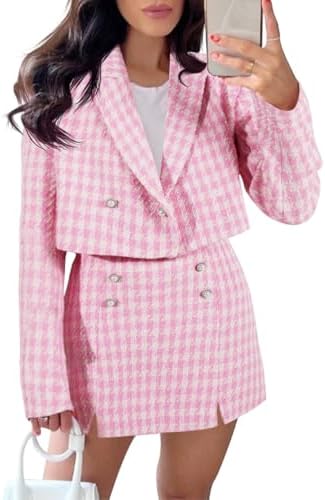 Женский Костюм Cicy Bell Cropped Tweed Blazer Sets 2 Piece Outfits и Мини Юбка Sets Business Casual Suits Cicy Bell