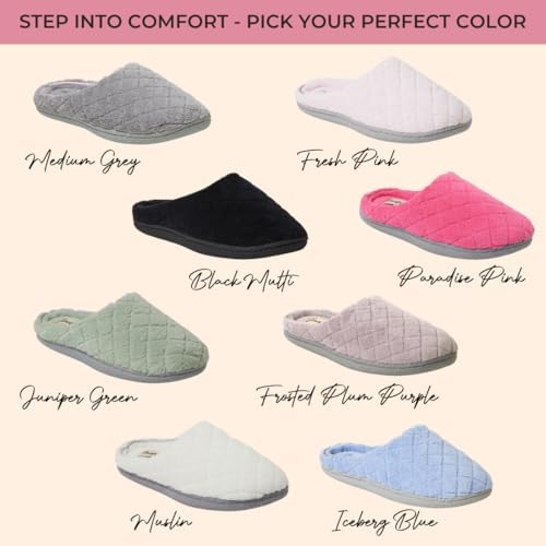 Dearfoams Women's Memory Foam Washable Leslie Clog House Slipper with Wide Widths Dearfoams