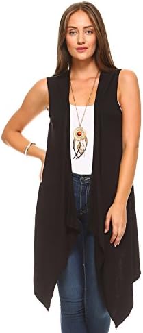 Isaac Liev Women's Sleeveless Cardigan – Casual Long Maxi Open Front Flowy Drape Lightweight Duster Vest Made in USA Isaac Liev