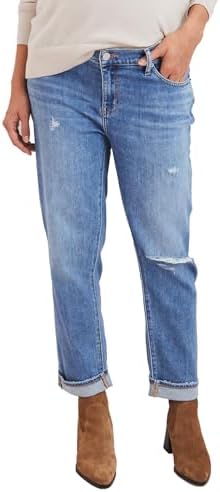 HATCH Maternity Boyfriend Jean - Pregnancy Jeans Straight Leg with Distressed Cuffs - Expandable Waist Under The Belly Hatch