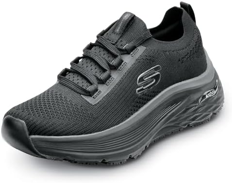 Женская Спортивная обувь SKECHERS Work Addison Arch Fit, Черный, Мягкий носок, MaxTrax Сопротивляющиеся скольжению, EH, Низкий атлетический рабочий ботинок SKECHERS