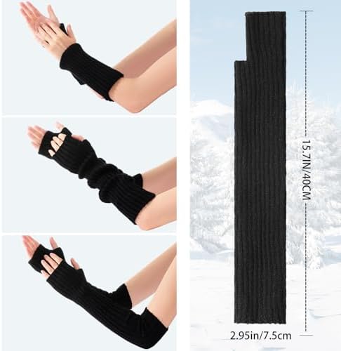 Перчатки Pleneal Arm Warmers - Женские длинные безпальцевые перчатки, эластичные трикотажные рукава для женщин с отверстием для большого пальца Pleneal