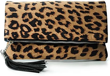 Сумка клатч HOXIS Leopard Zipper Foldover HOXIS